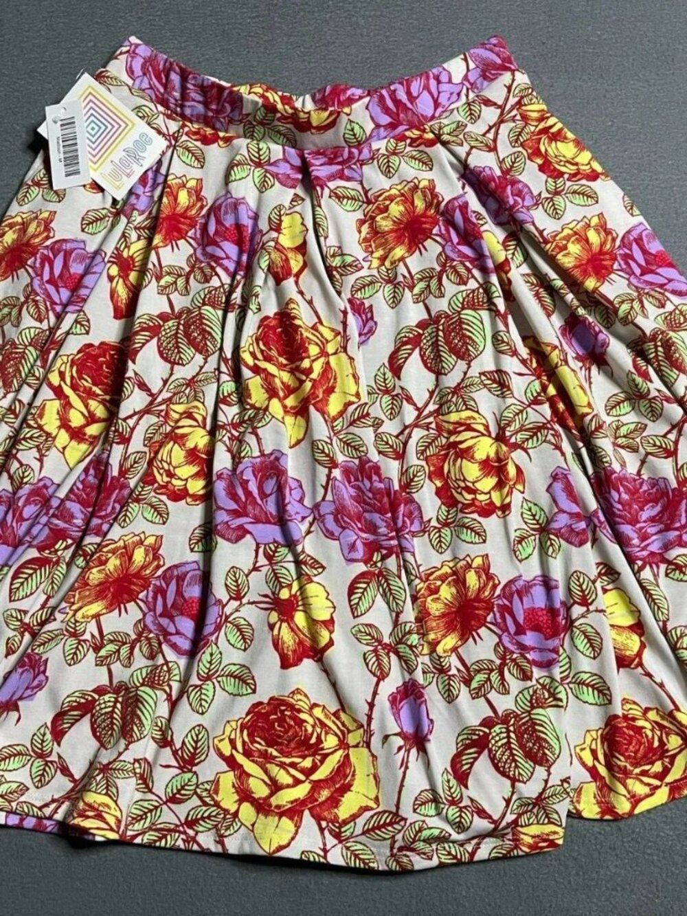 EUC - Lularoe Madison Flare Pleated Floral Skirt